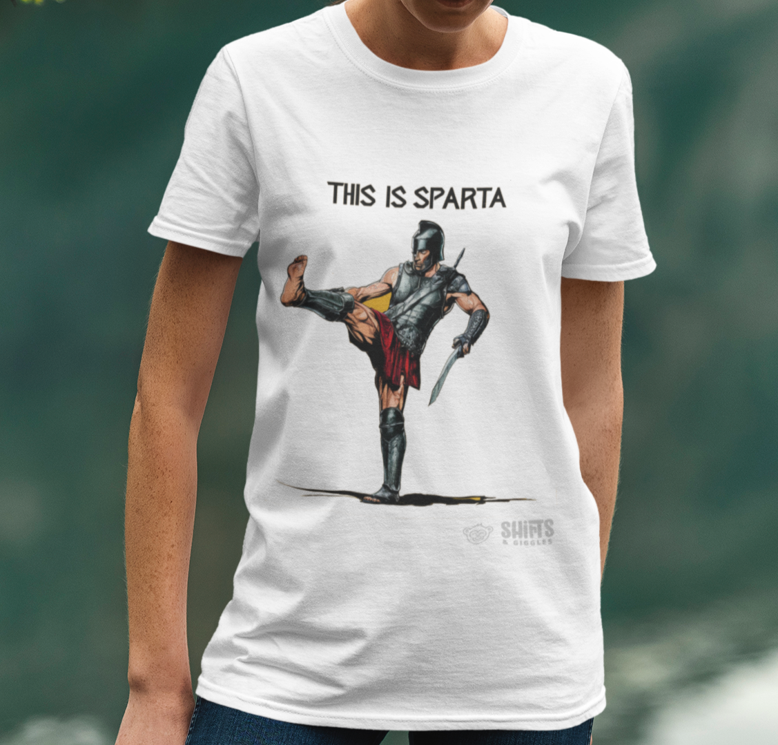Urban Backwoods Warning This Is Sparta Sign Uomo T-Shirt