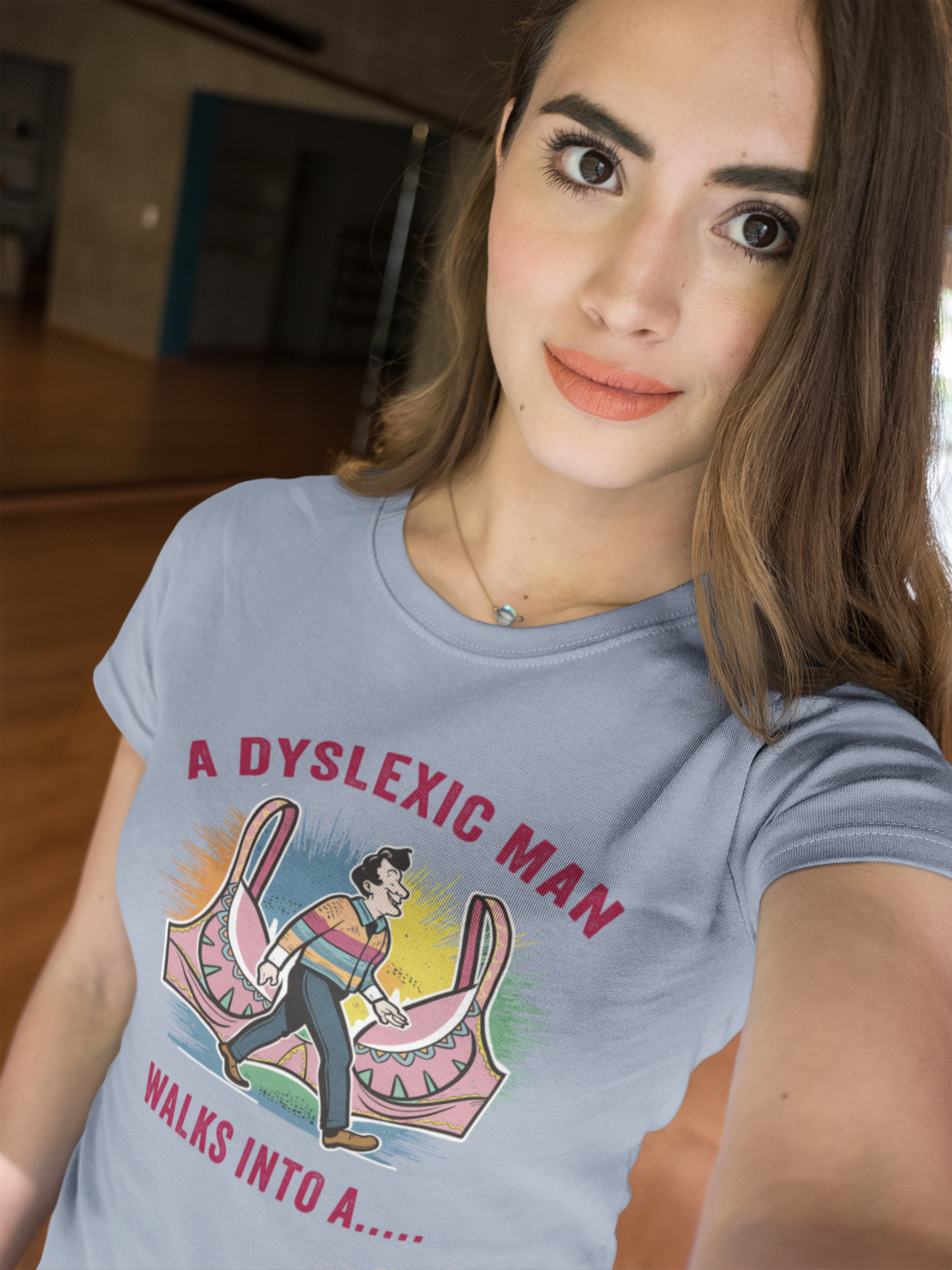 dyslexia t-shirt - a man walks into a bra t-shirt