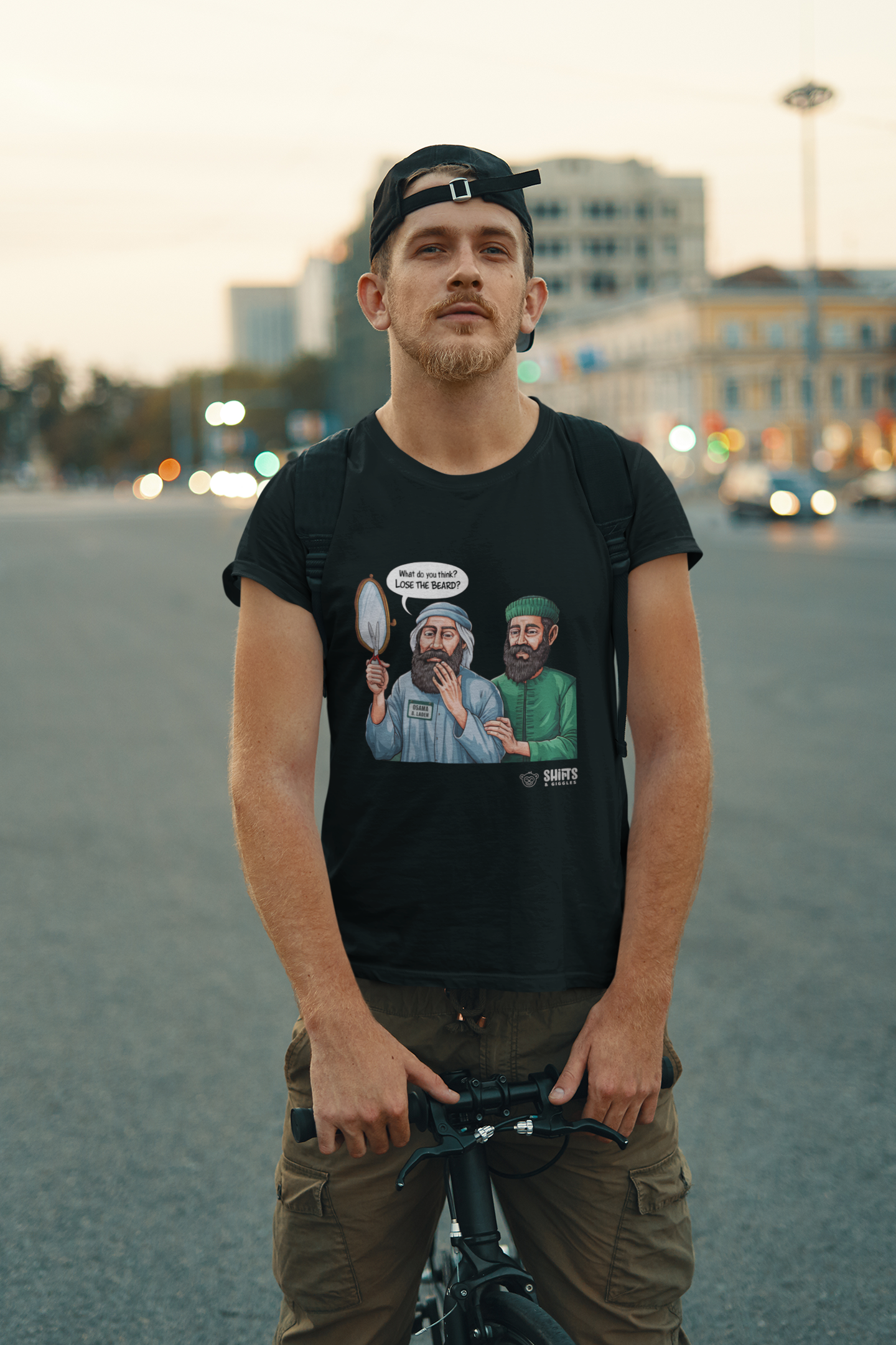 what do you think, lose the beard? - t-shirt