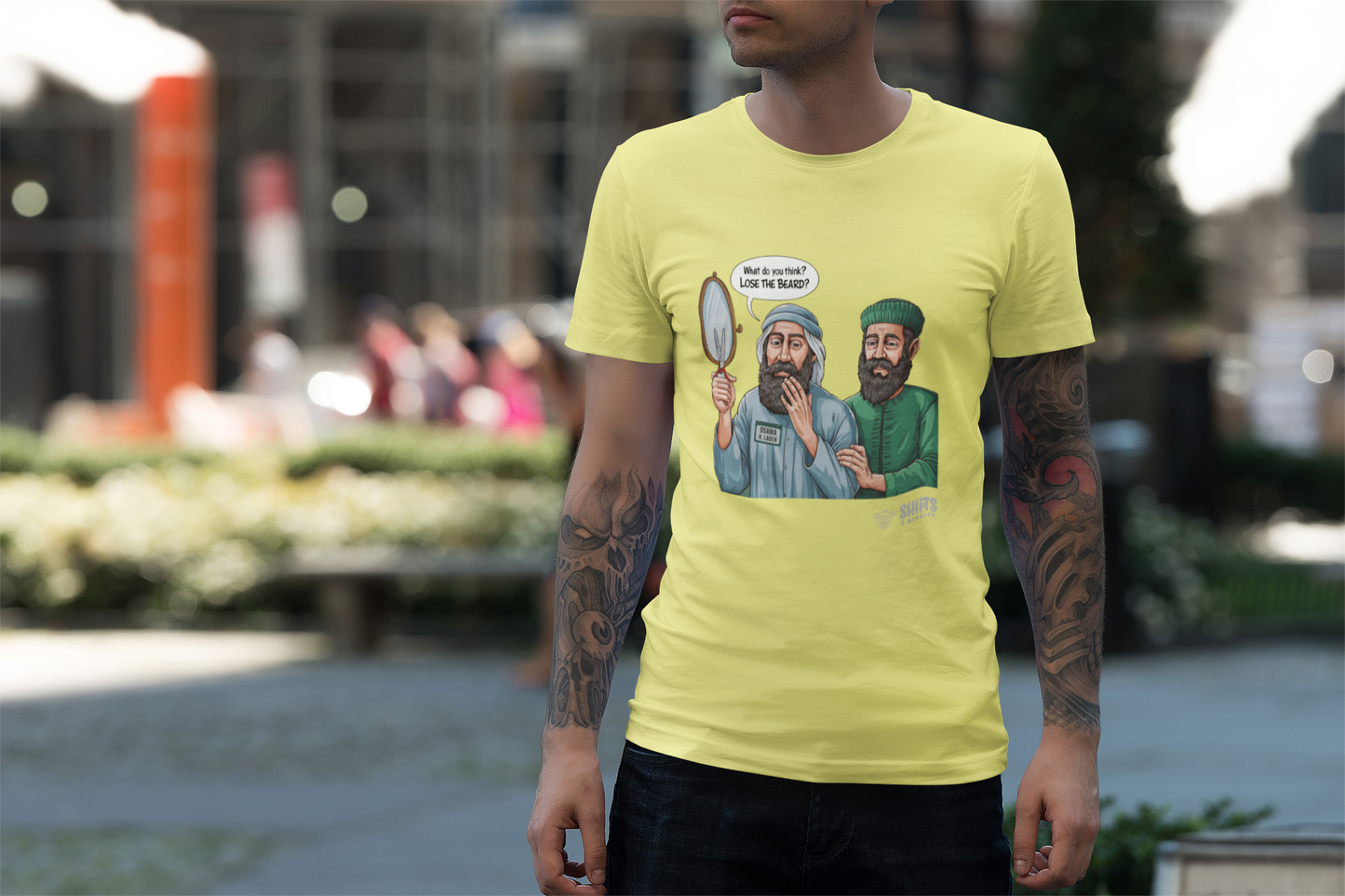 what do you think, lose the beard? - t-shirt