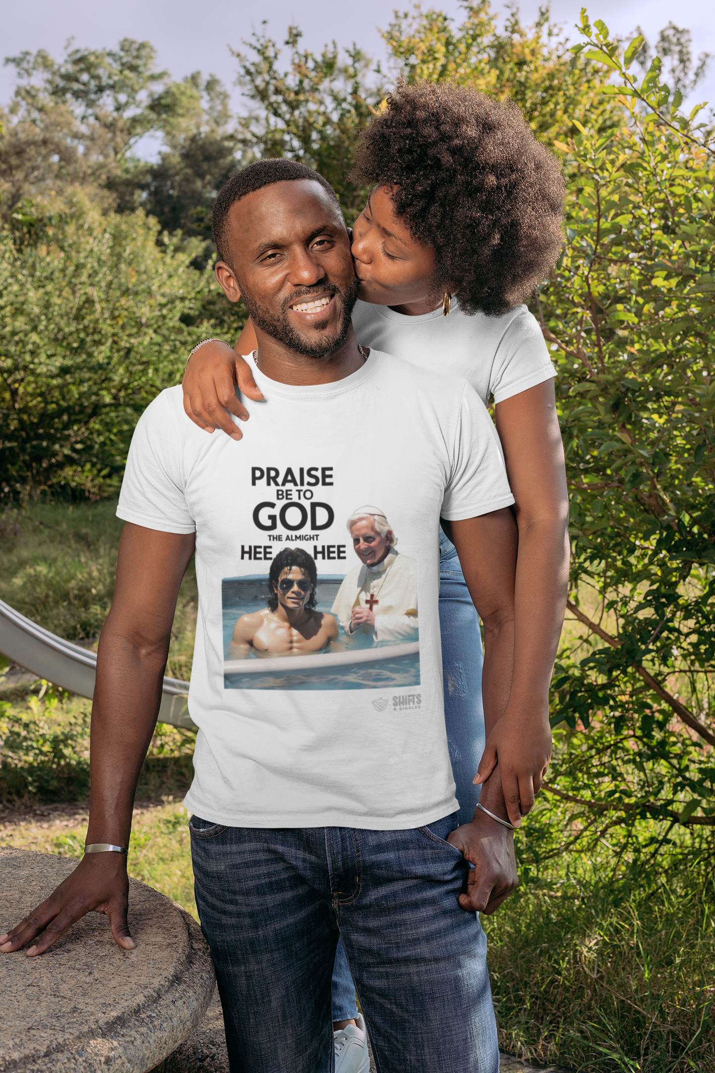 praise be to god the almight hee-hee t-shirt