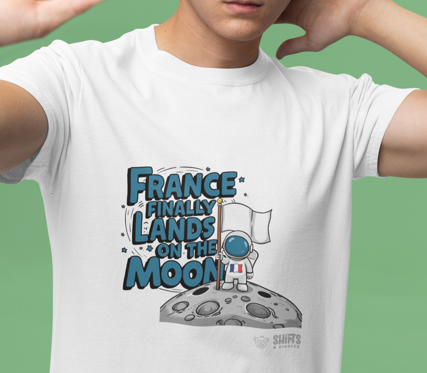 france finally land on the moon t-shirt