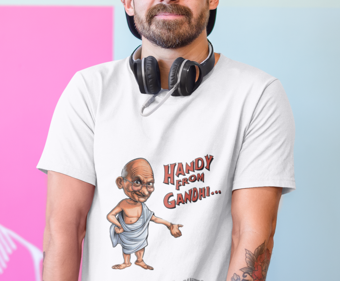 handy from gandhi t-shirt