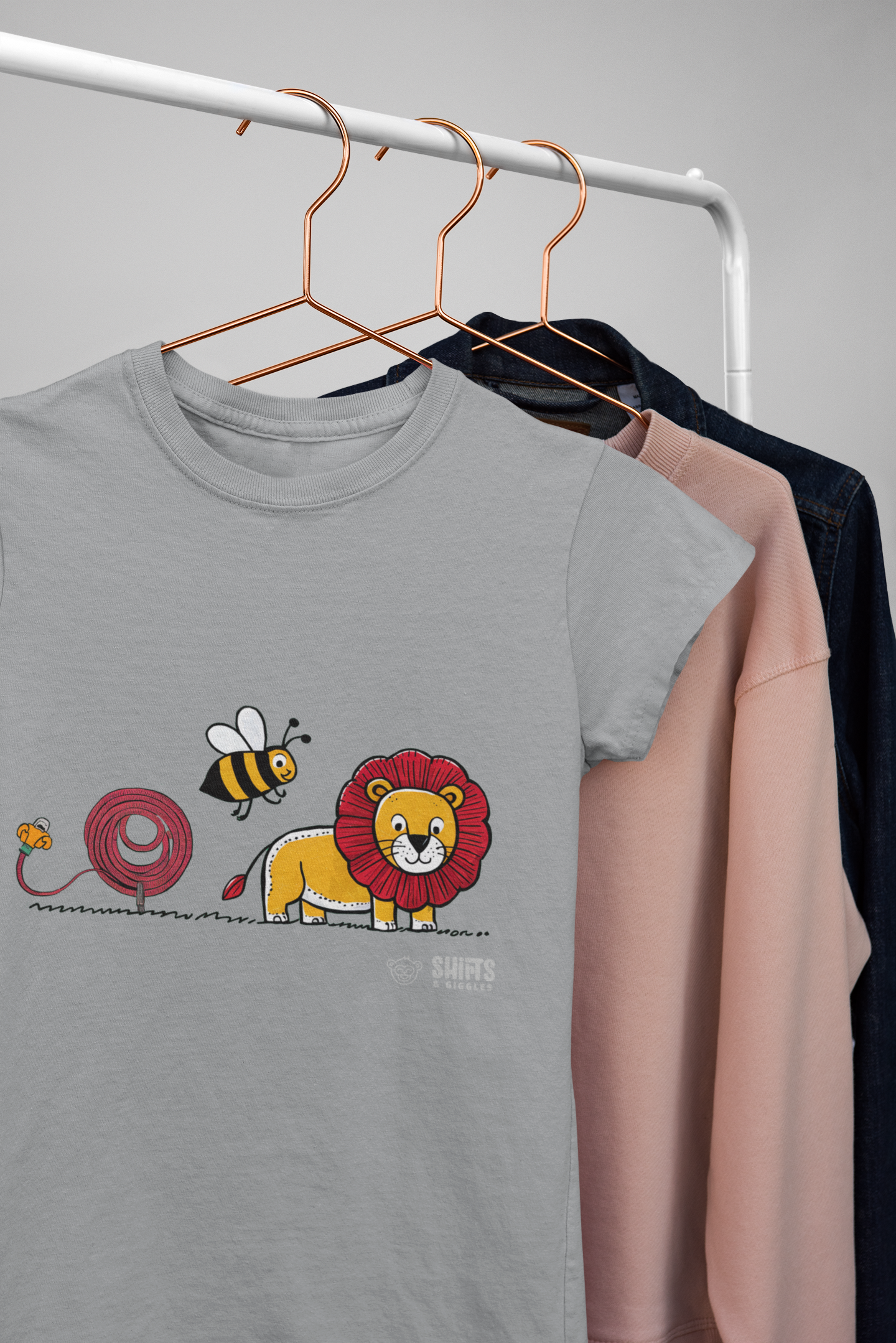 hose, bee, lion t-shirt