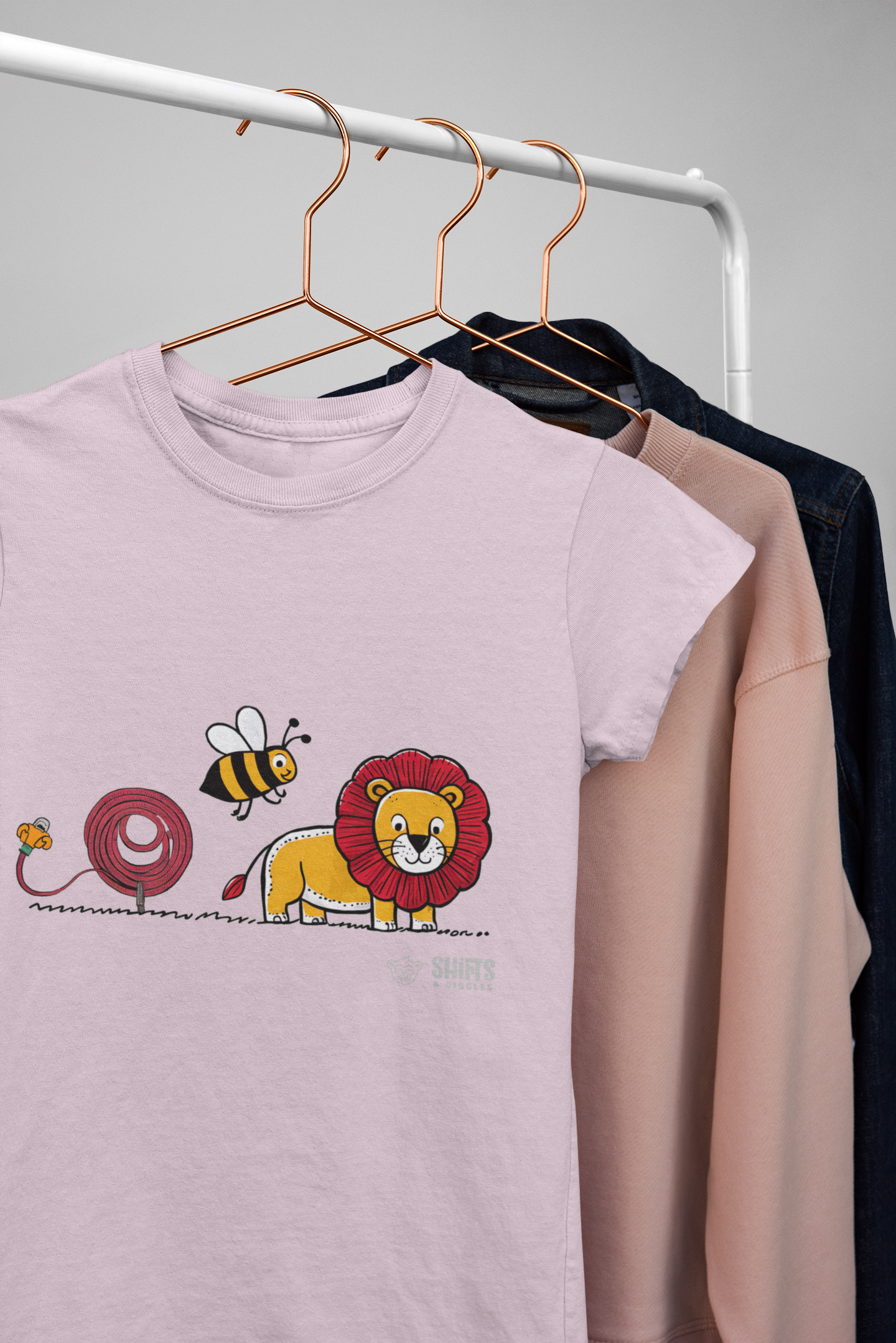 hose, bee, lion t-shirt