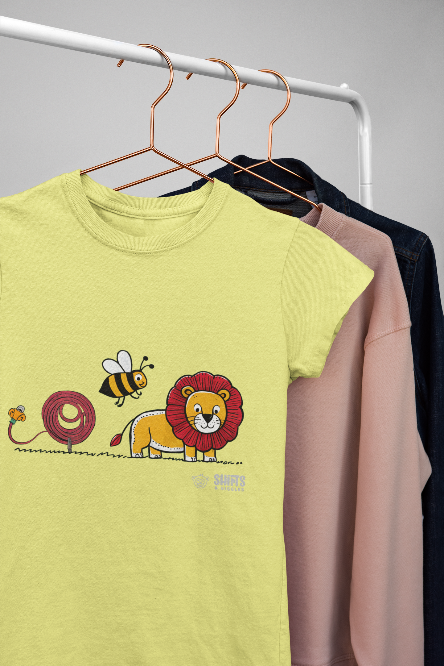 hose, bee, lion t-shirt