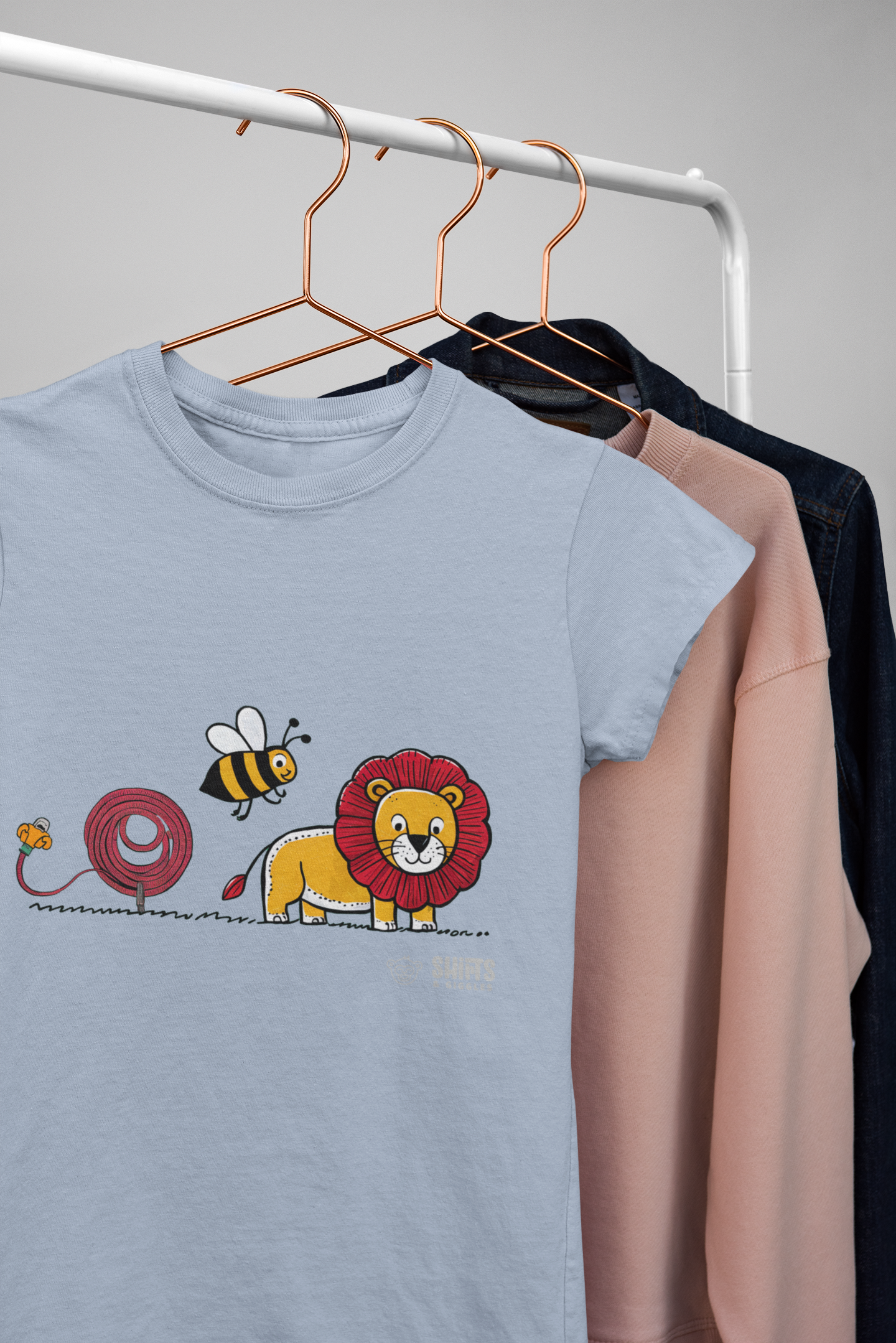 hose, bee, lion t-shirt