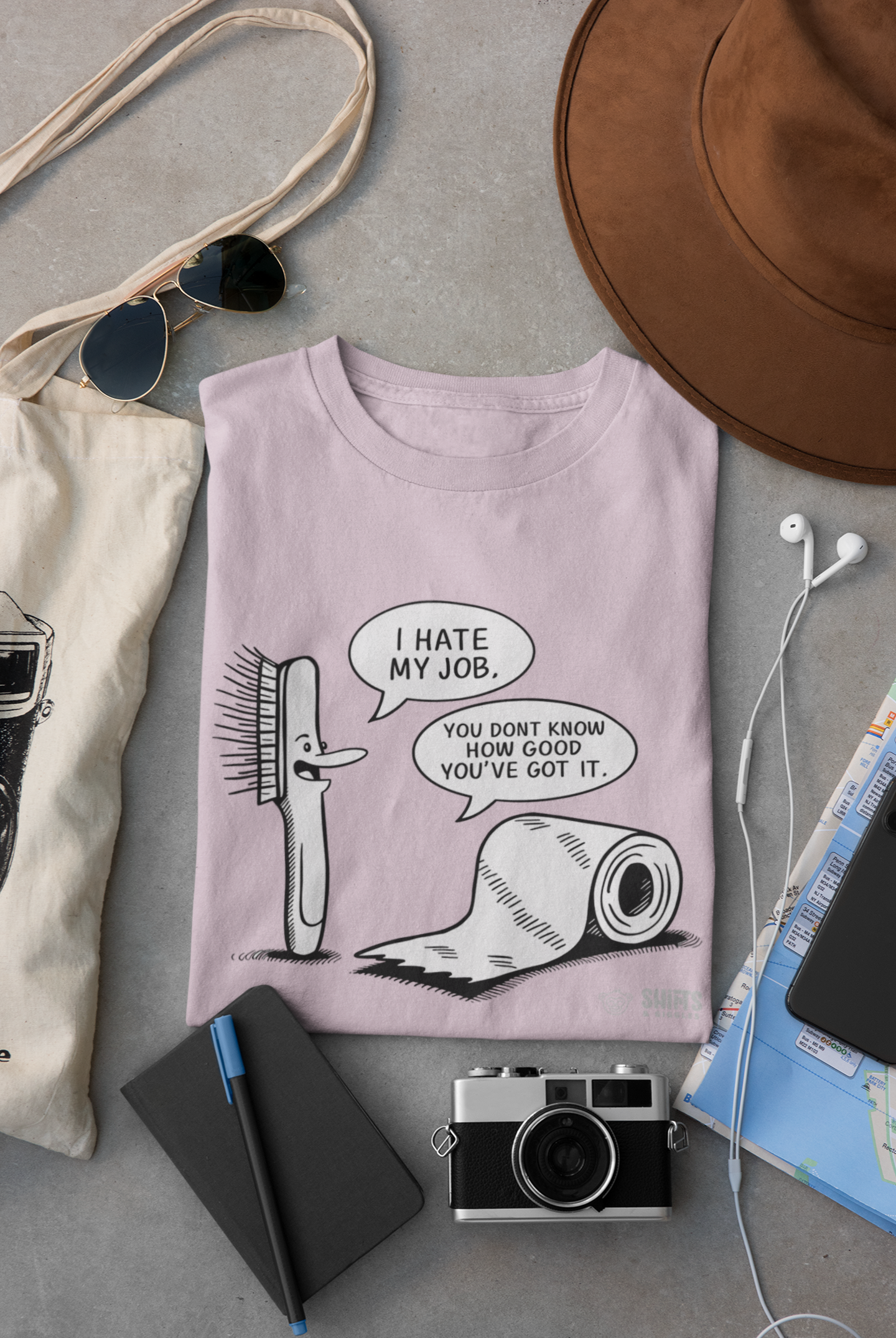 toilet brush and toothbrush - i hate my job t-shirt