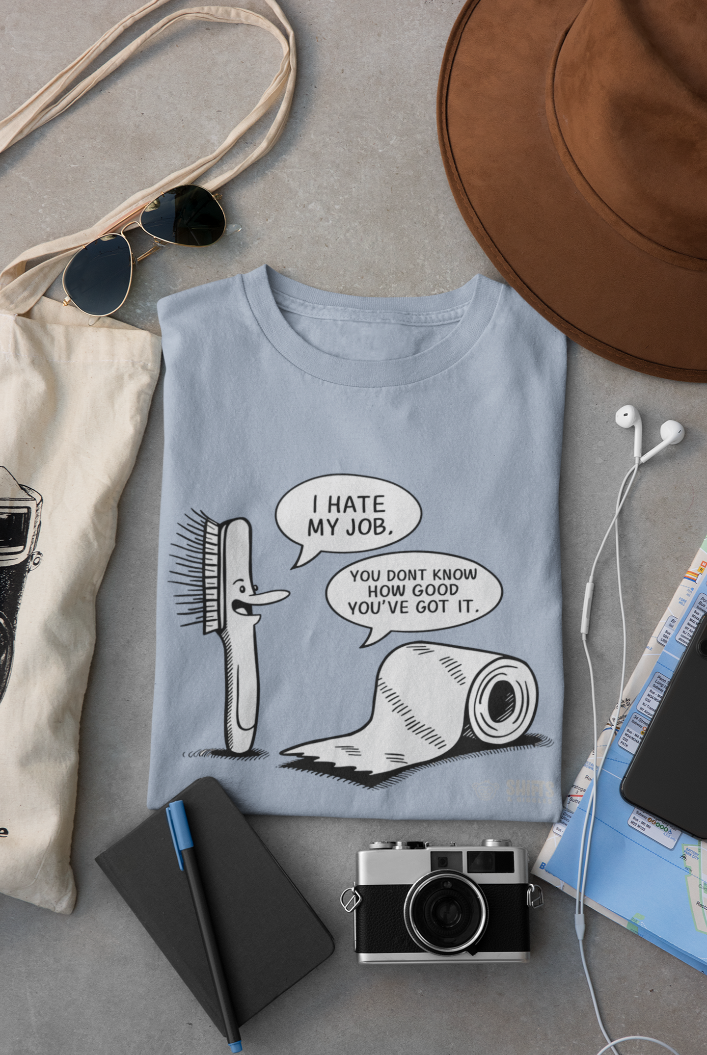 toilet brush and toothbrush - i hate my job t-shirt