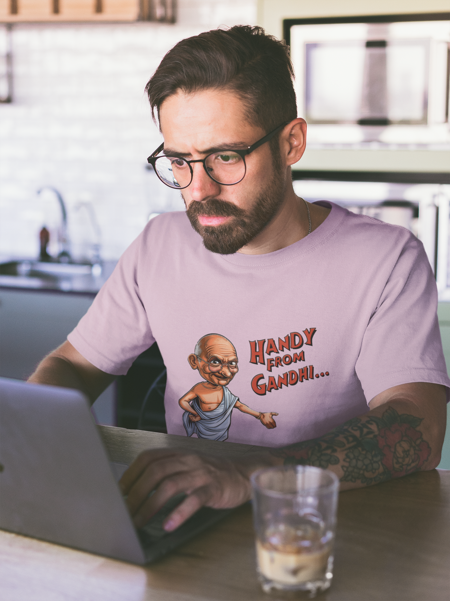 handy from gandhi t-shirt