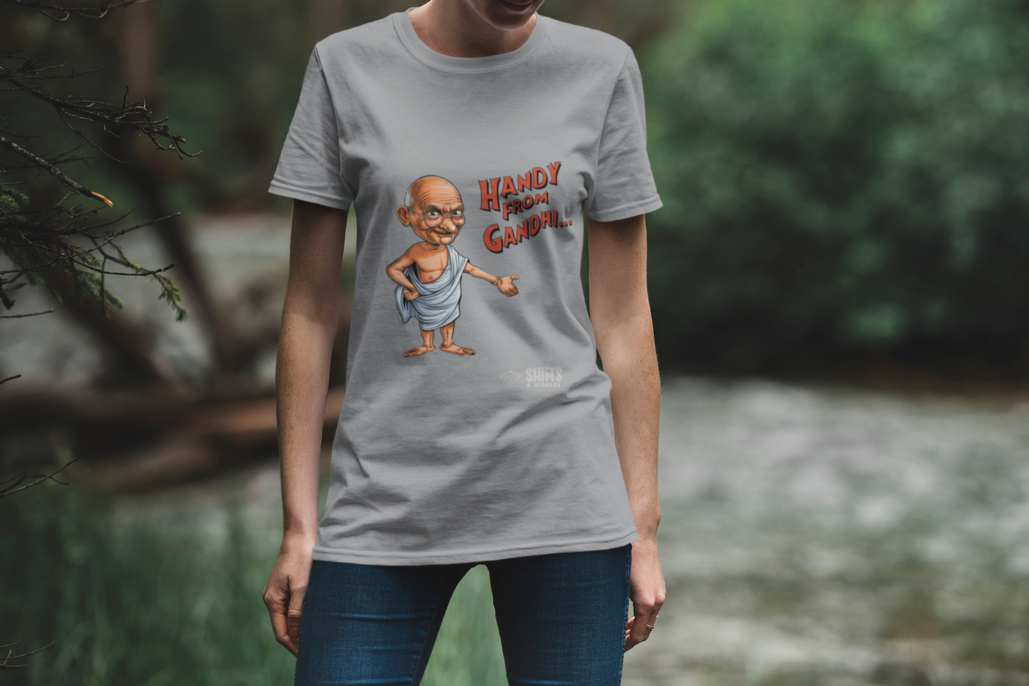 handy from gandhi t-shirt