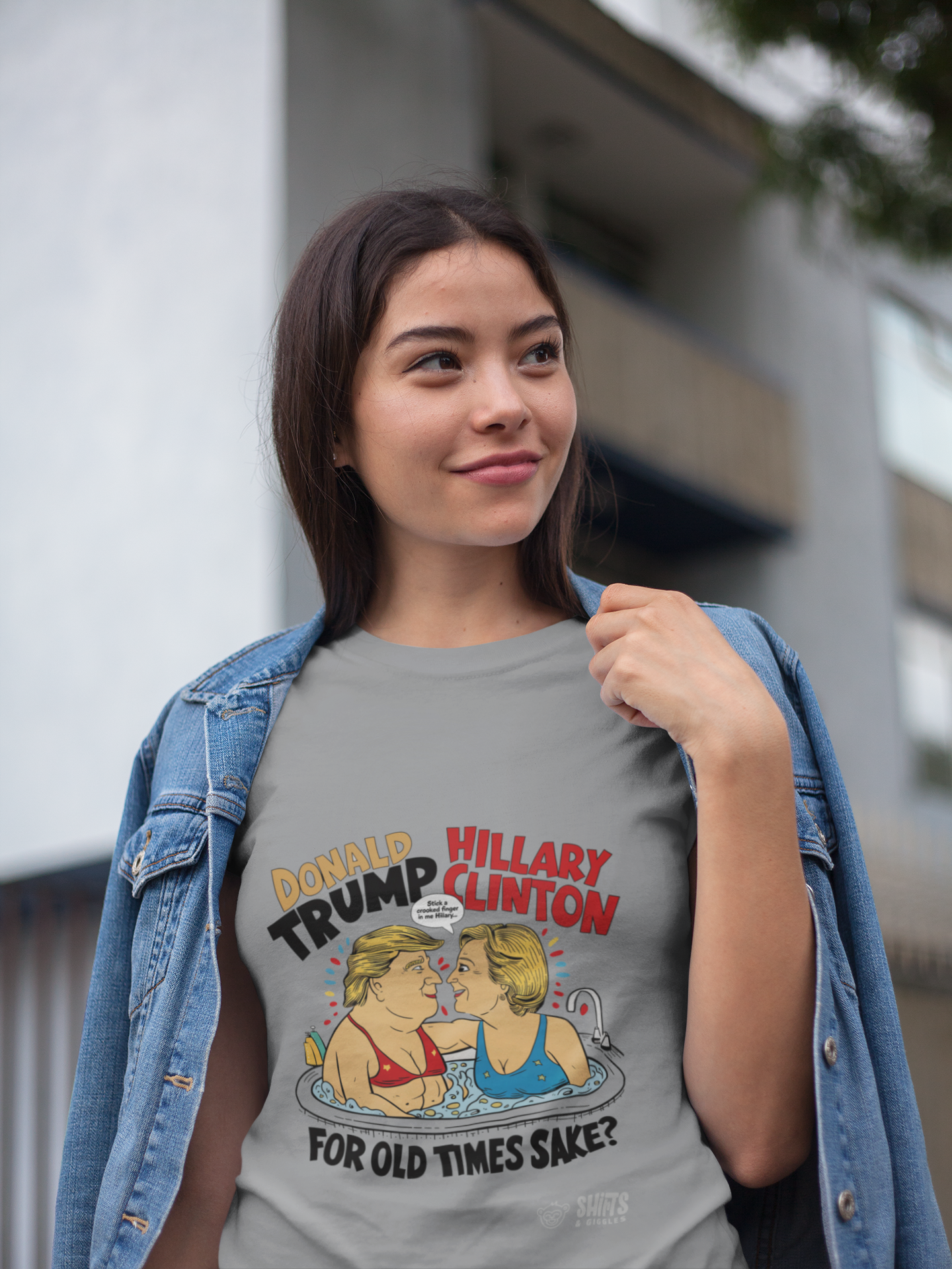 trump & hilary in hot tub t-shirt