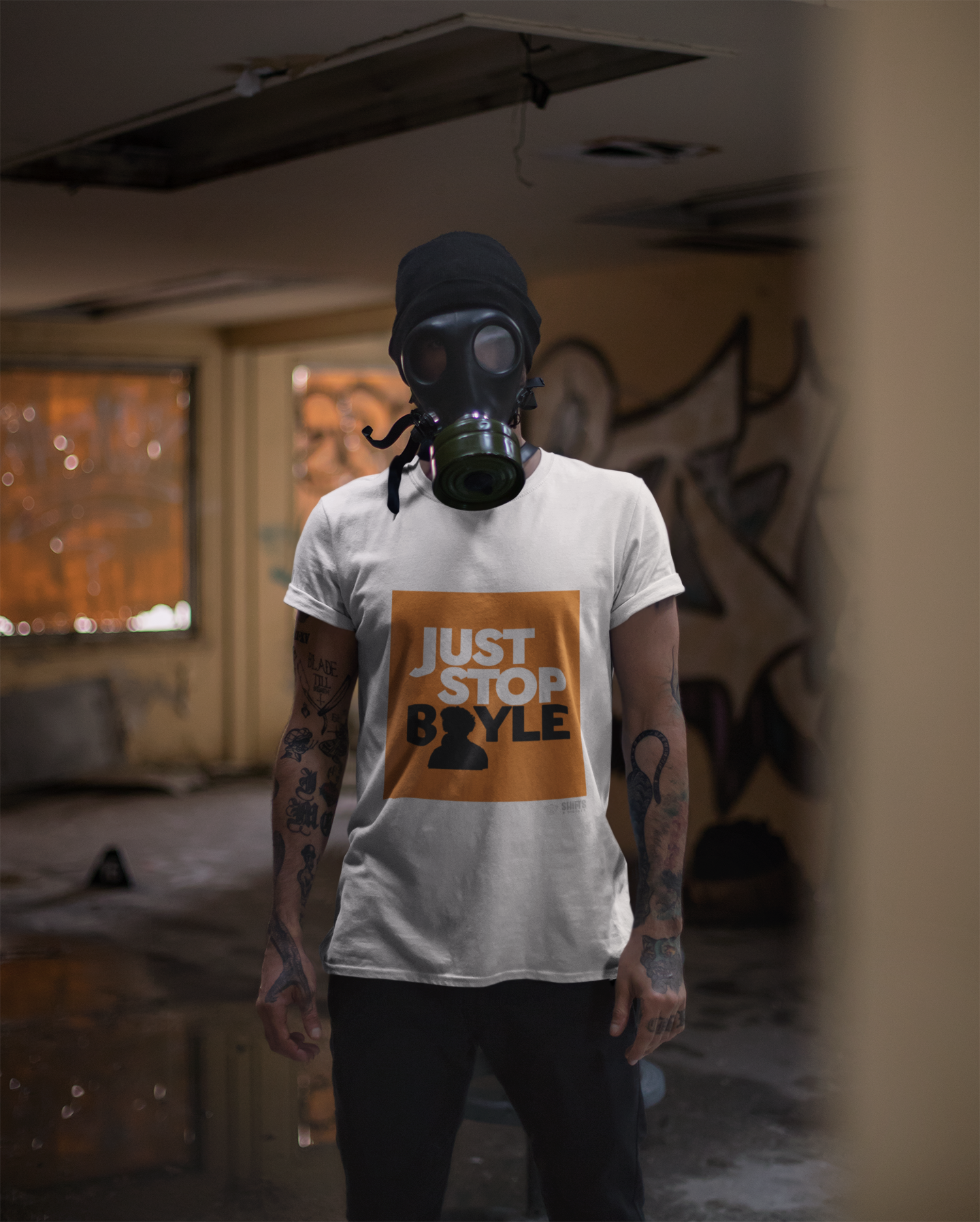 just stop boyle t-shirt