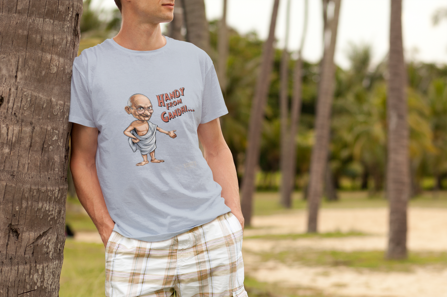 handy from gandhi t-shirt