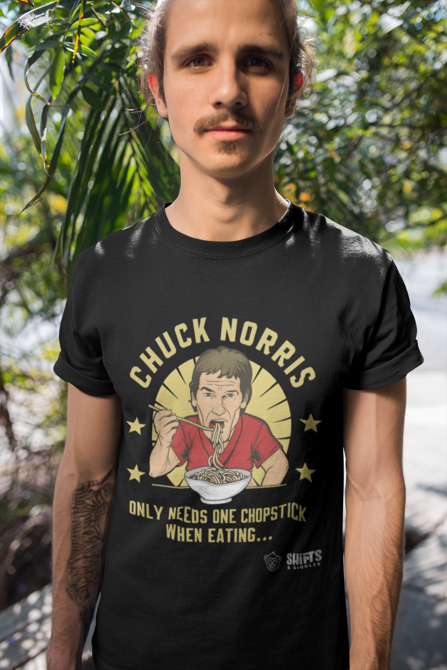 chuck norris - one chopstick t-shirt