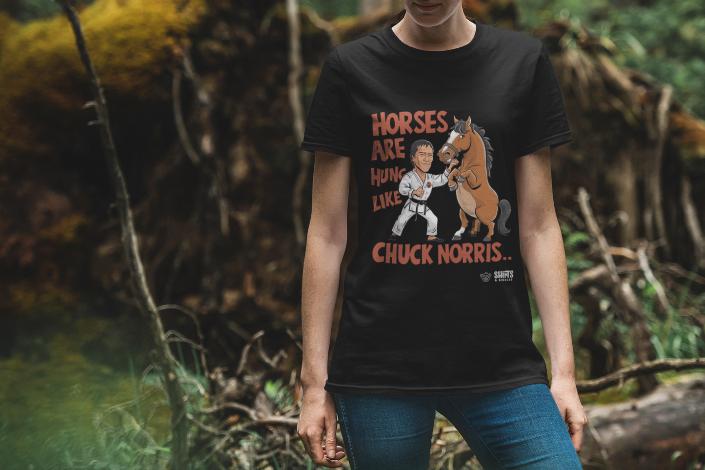 chuck norris - horses hung like chuck t-shirt