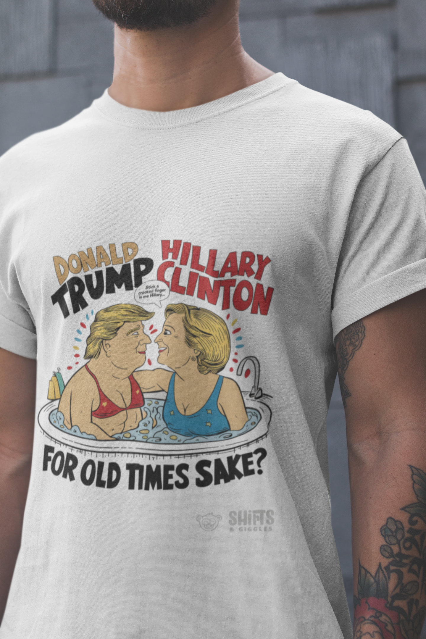 trump & hilary in hot tub t-shirt