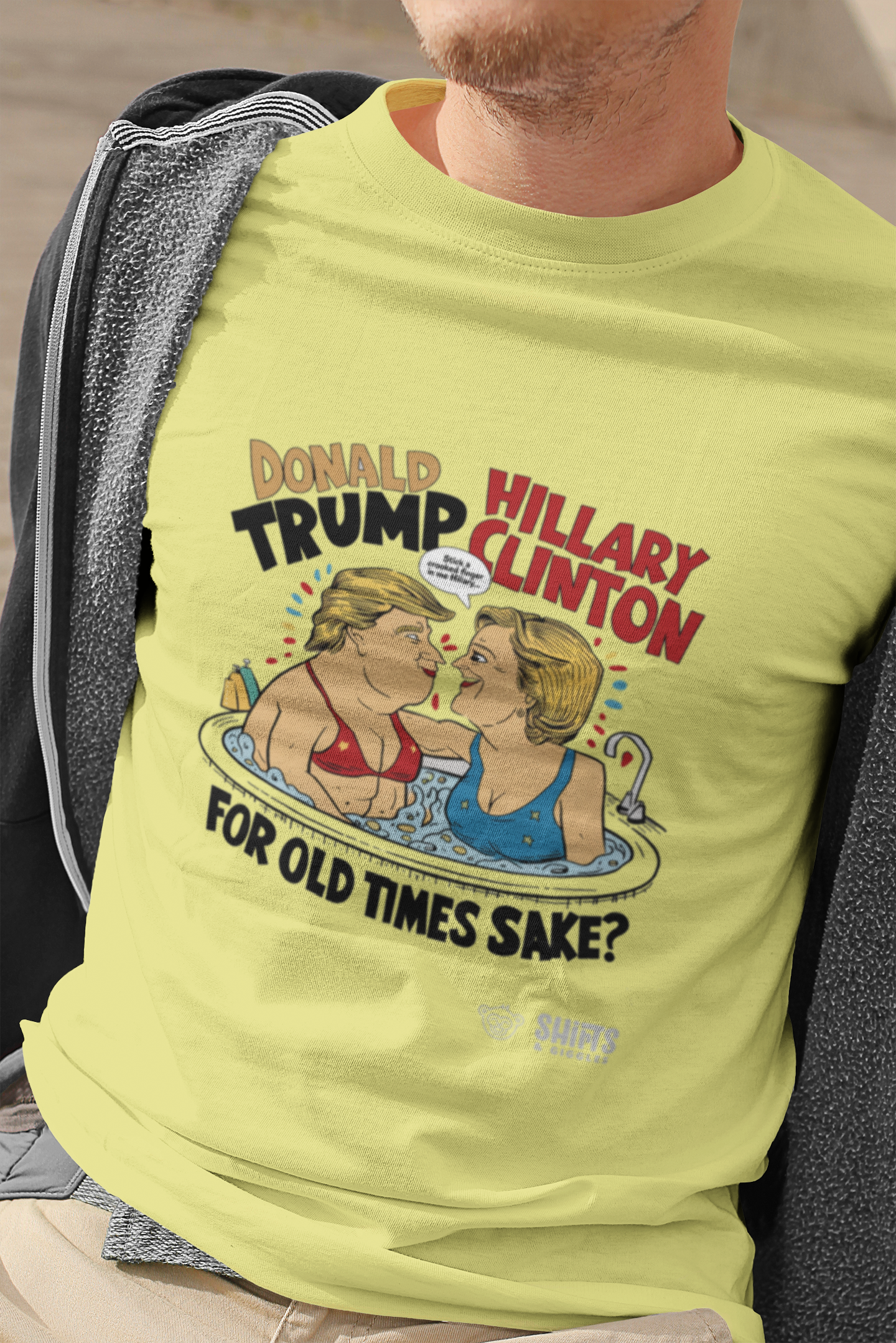 trump & hilary in hot tub t-shirt