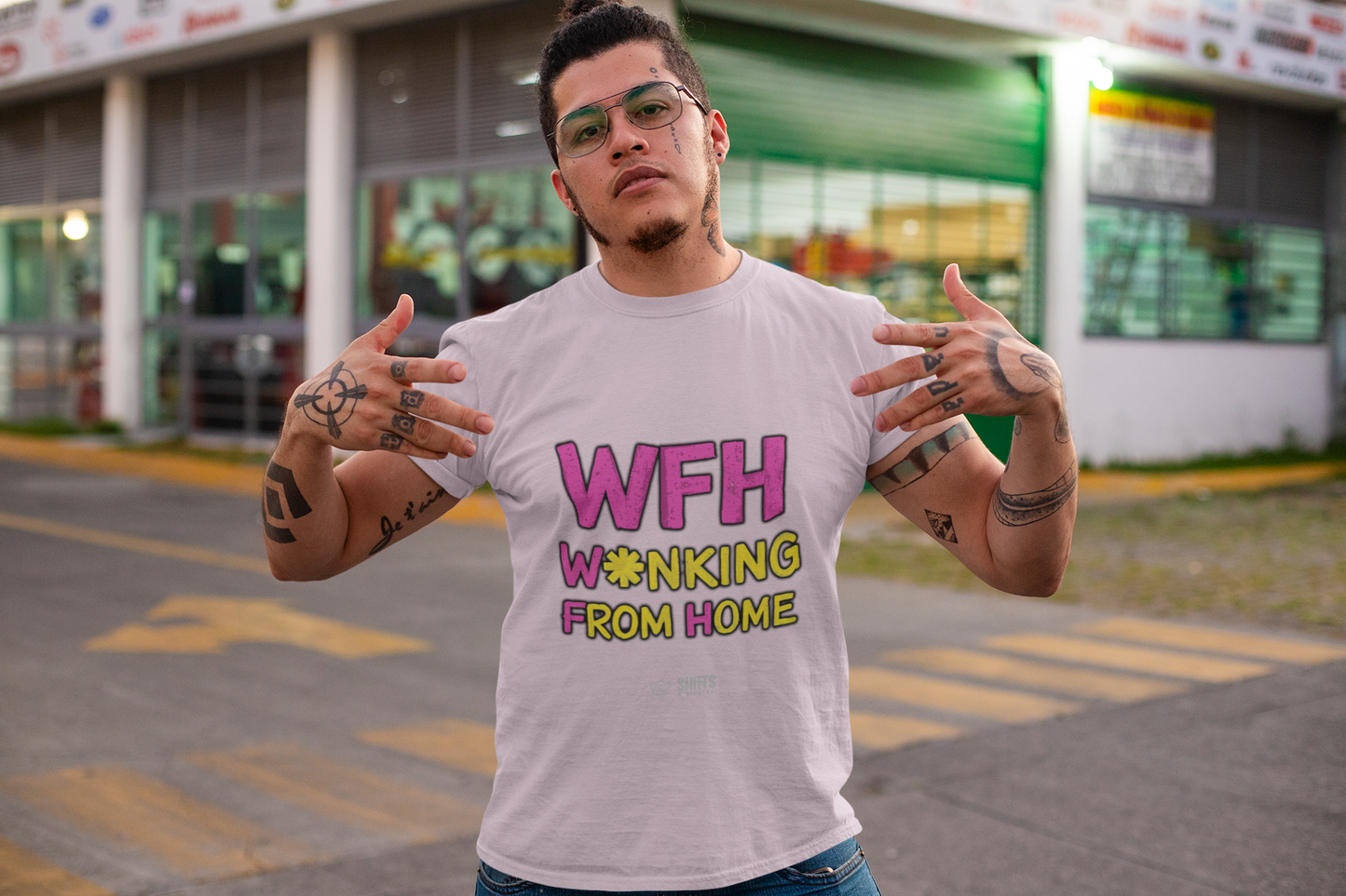 wfh - w*nking from home t-shirt