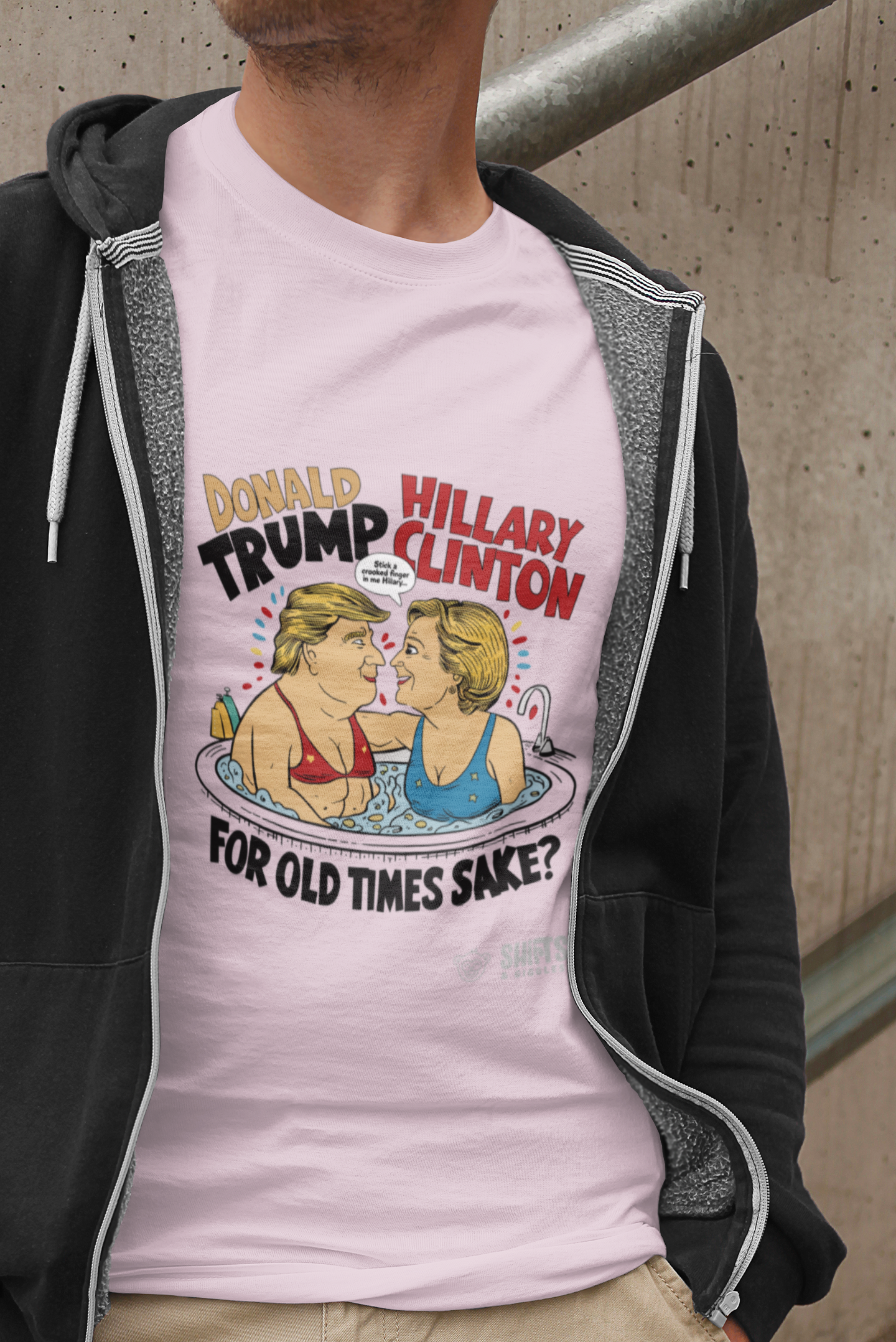 trump & hilary in hot tub t-shirt